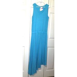 Fresh Produce  L ARIA Aqua Elastic Waist Tank Maxi Dress Asymmetrical Hem New